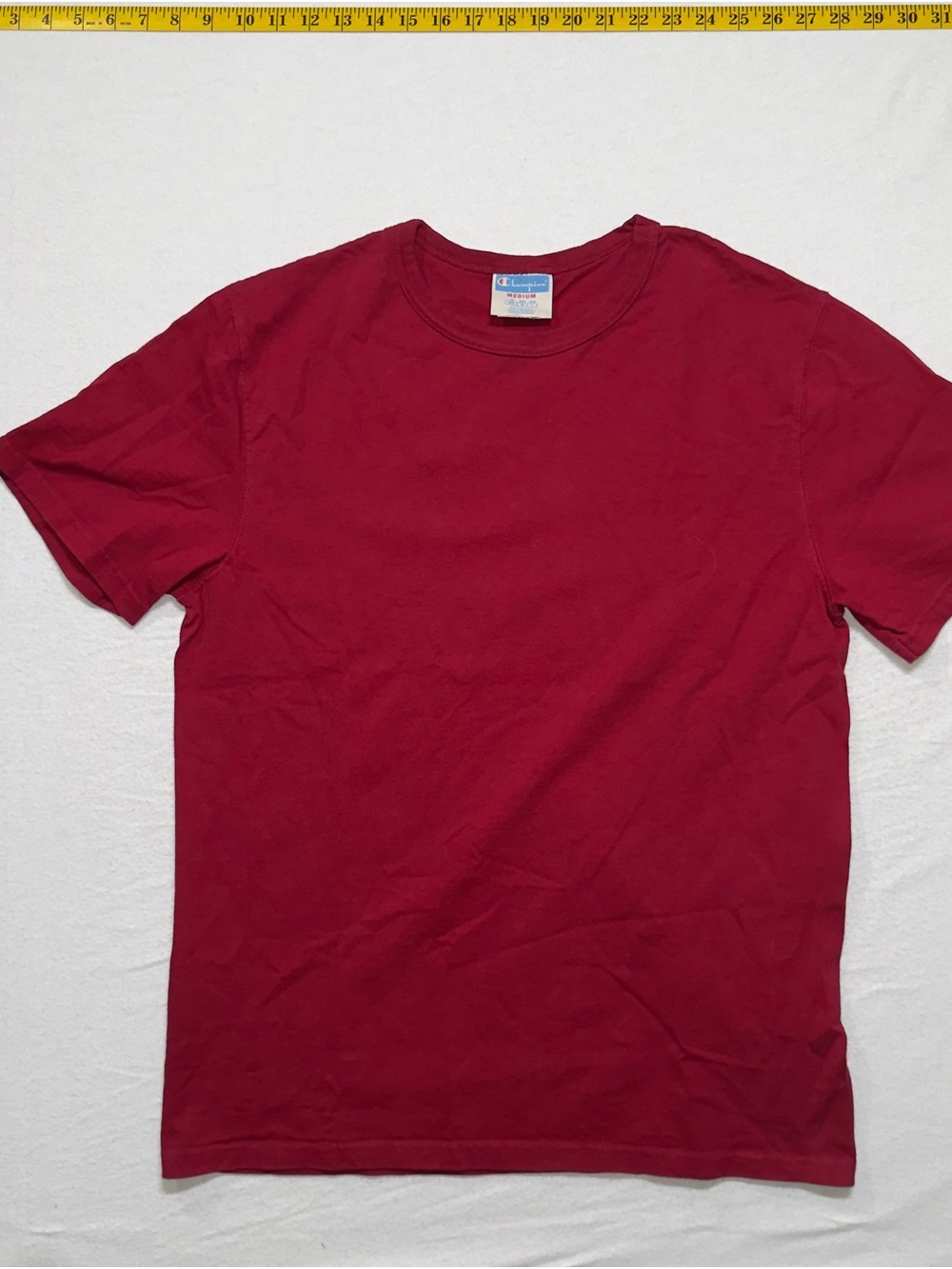 1980s champion shirt  Men's Solid Red Crewneck T-Shirt